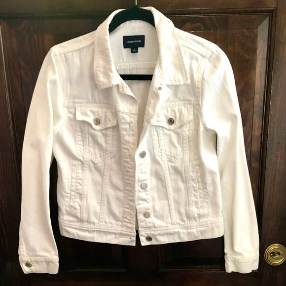 J. Crew 100% Cotton White Denim Button Front Jean Jacket Size M - Picture 3 of 8